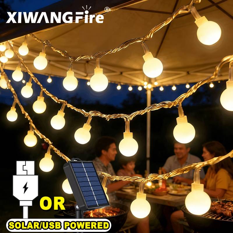 Home Decor Light - Lampu String Tenaga Surya/USB/Baterai 3-10M, Bola