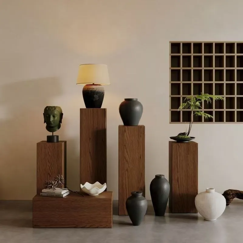 Home Decor Minimalist Style - Vas Pilar Kayu Bergaya Retro, Pot