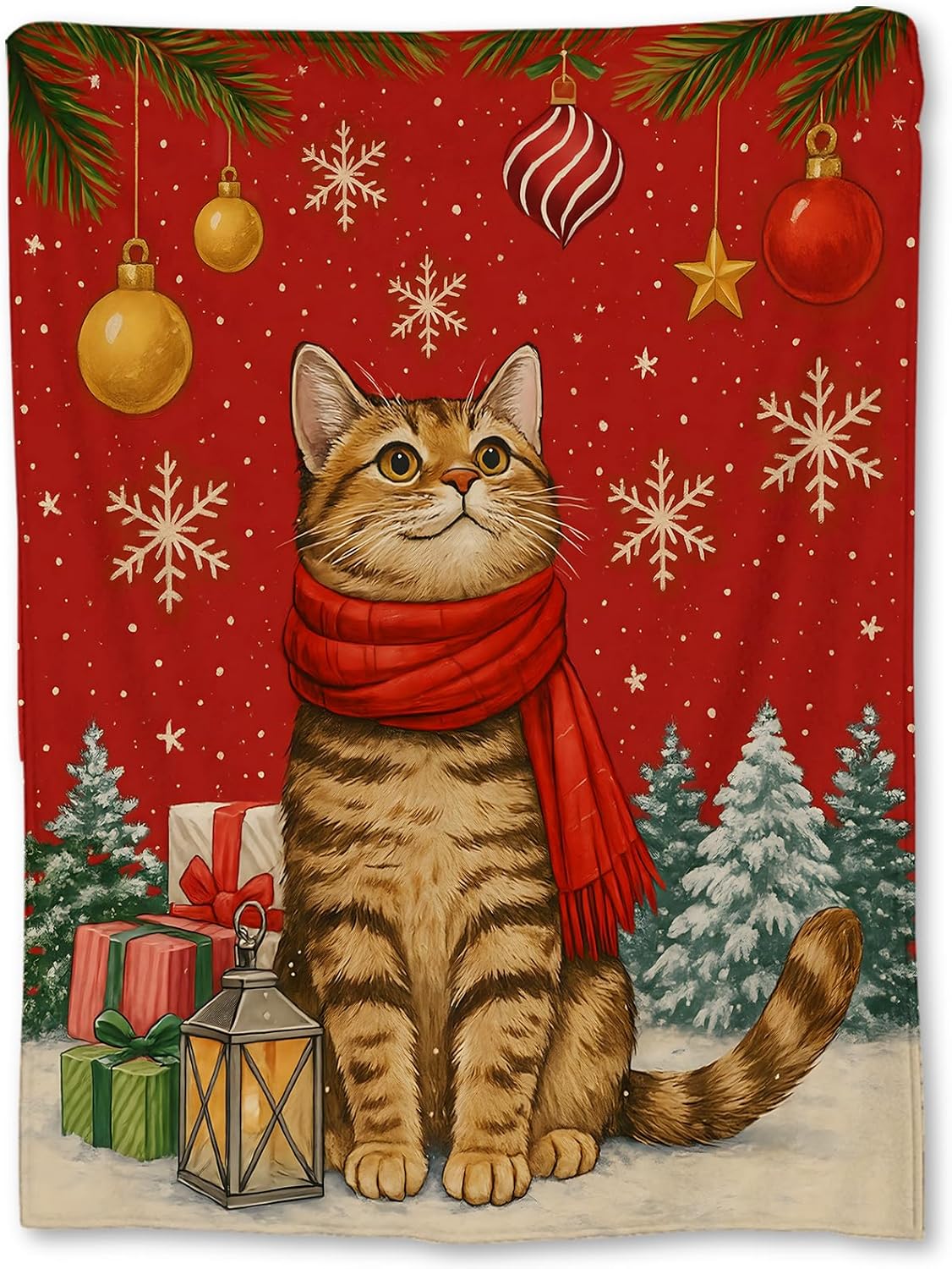 Home Xmas Decor Ideas - Selimut Natal Motif Kucing, Dekorasi Rumah
