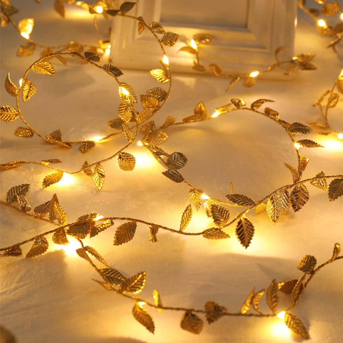 Rope Light Decoration - 20/50/100LEDs emas perak daun kecil lampu