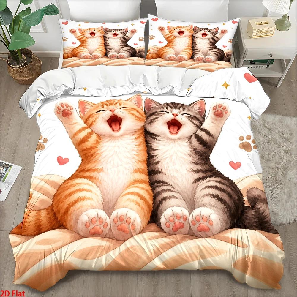 Home Decor Minimalist Style - Set Sprei Motif Kucing Lucu 3