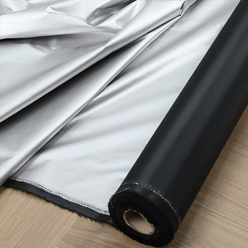 Blackout Curtains - Kain Blackout Berlapis Perak Hitam 1m,