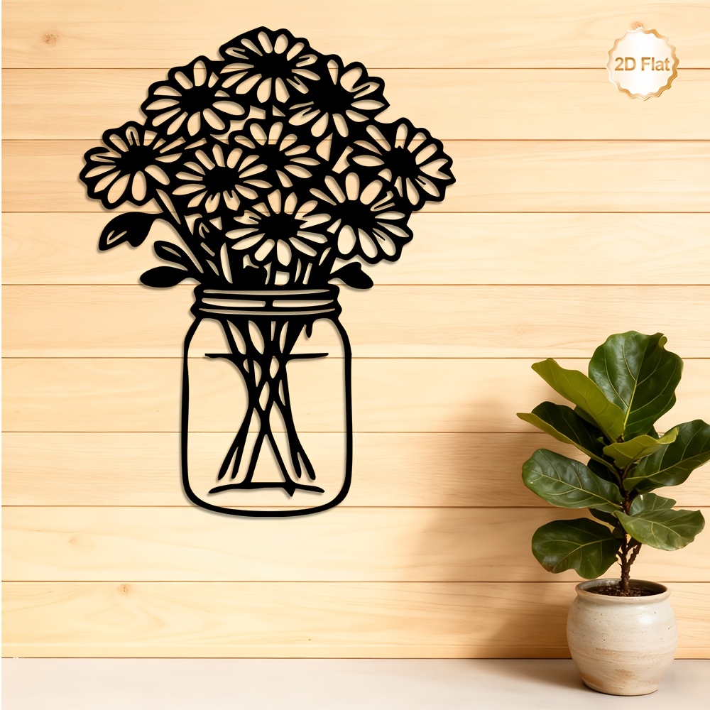 Home Decor Daisy - CIFBUY Hiasan Dinding Logam, Rangkaian Bunga