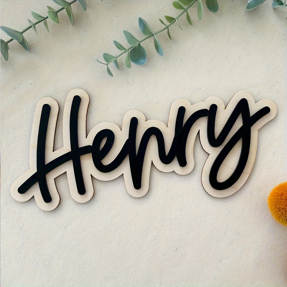 Home Decor Names - Plakat Nama Kayu Berlapis Ganda yang