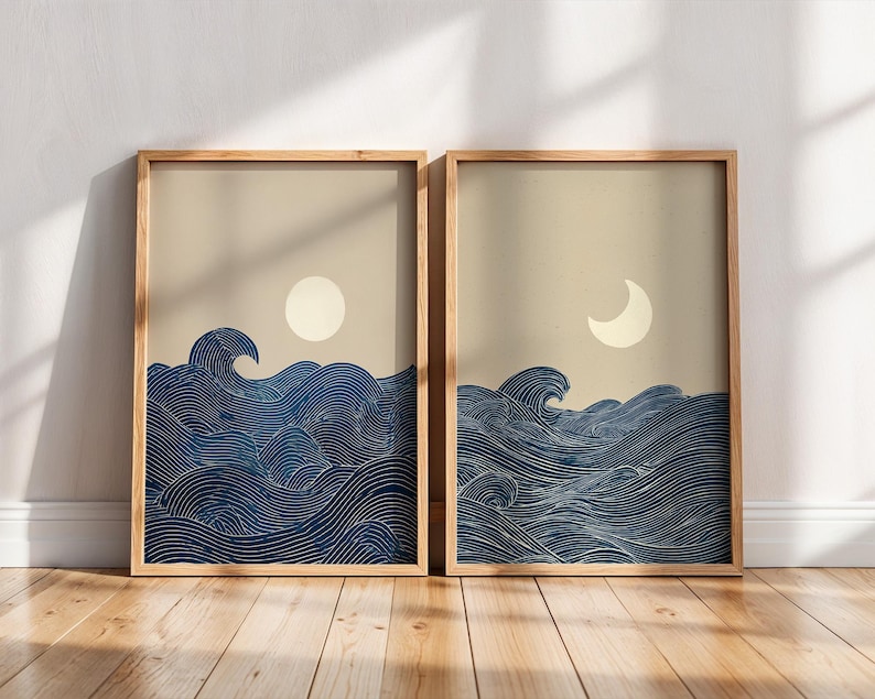 Home Decor Minimalist Style - 2 Buah Cetakan Seni Dinding Kanvas