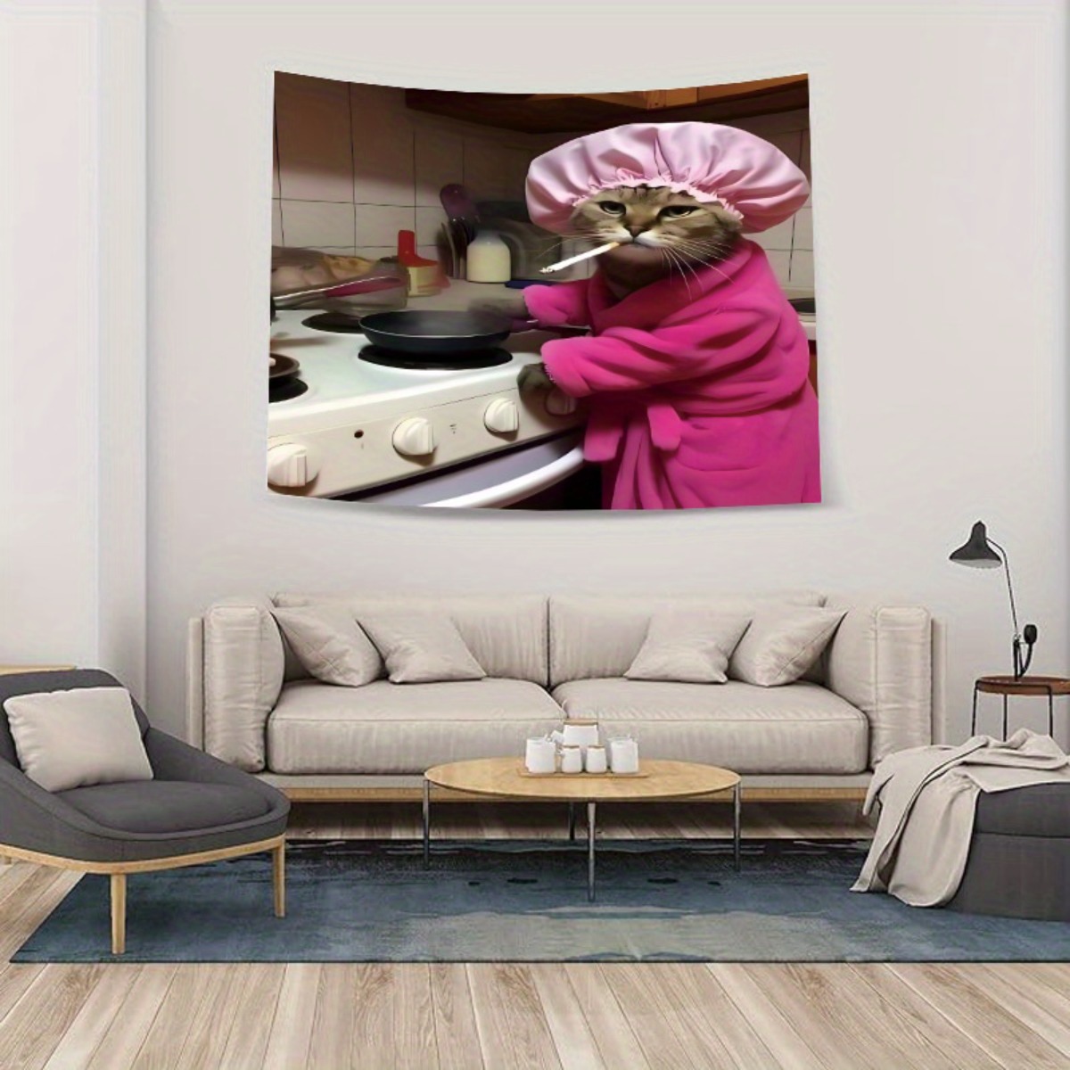 Home Decor Minimalist Style - Permadani Dinding Jubah Merah Muda Koki