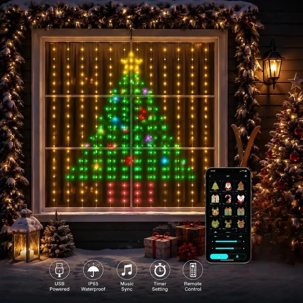 Home Decor Light - Lampu Tirai LED Pixel dengan Kontrol