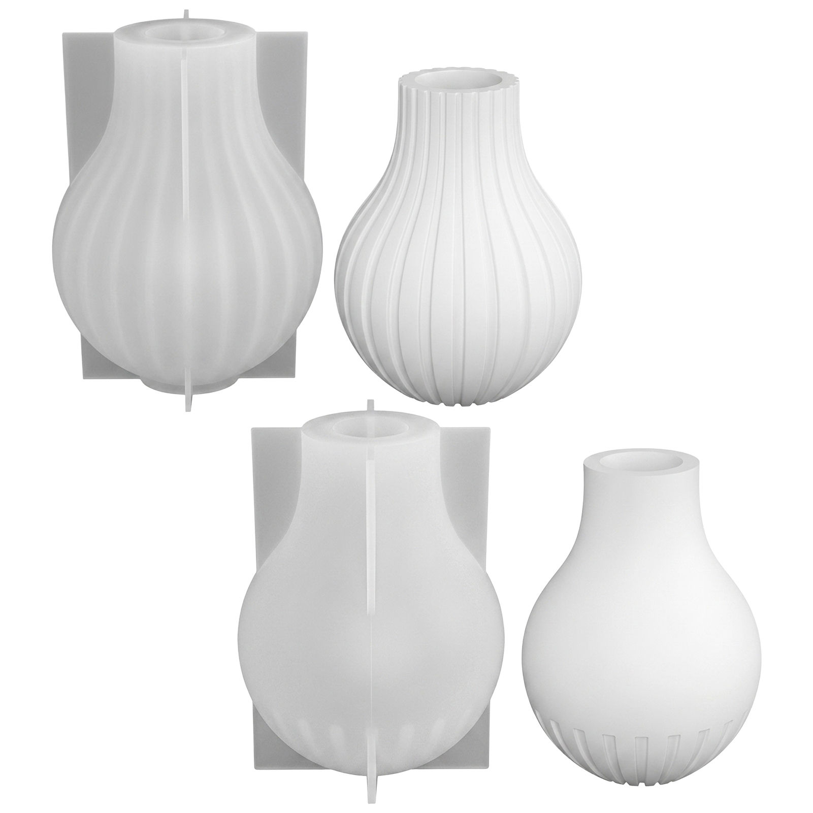 Home Decor Minimalist Style - Cetakan Vas Silikon dengan Desain Garis-Garis