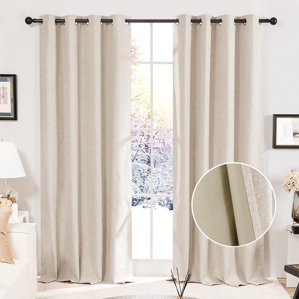 Blackout Curtains - 2 Buah Tirai Blackout Penuh Bahan