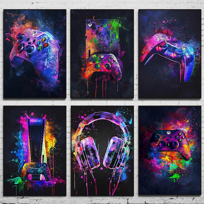 Home Decor Xbox Games - Poster Video Game Neon Cat Air,