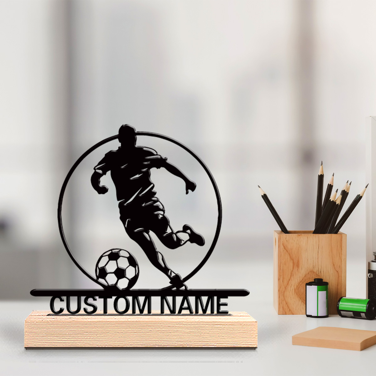 Home Decor Names - Patung Logam Pemain Sepak Bola Custom