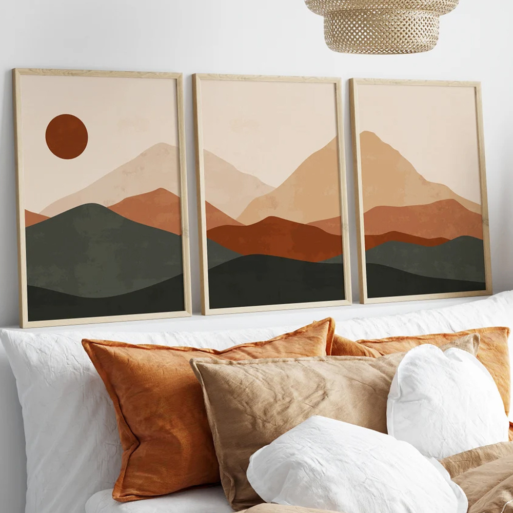 Home Decor Japandi - 3 Buah/Set Poster Seni Dinding Pemandangan