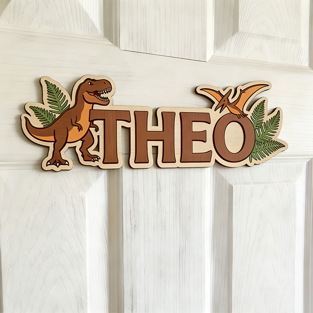Home Decor Names - Tanda Nama Dinosaurus yang Dipersonalisasi untuk