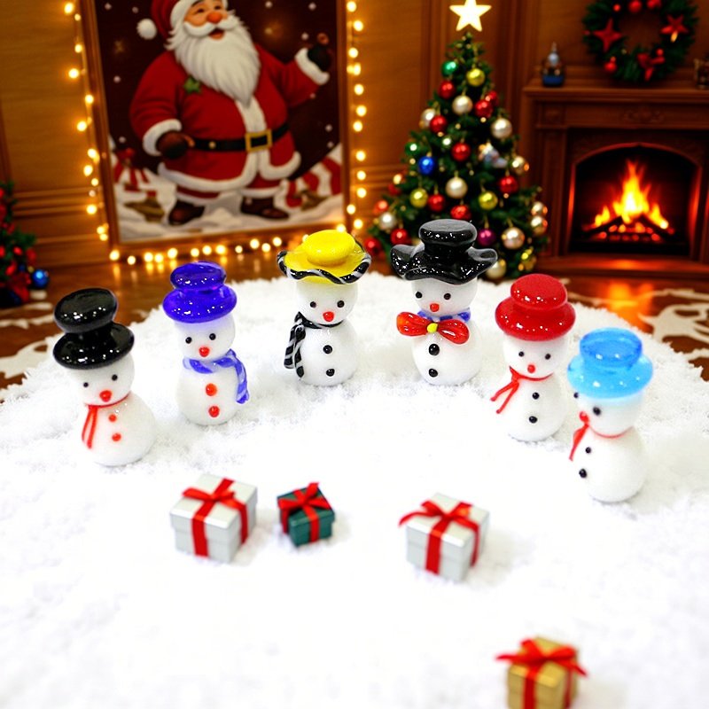 Home Xmas Decor Ideas - Figurine Manusia Salju Kaca Mini yang