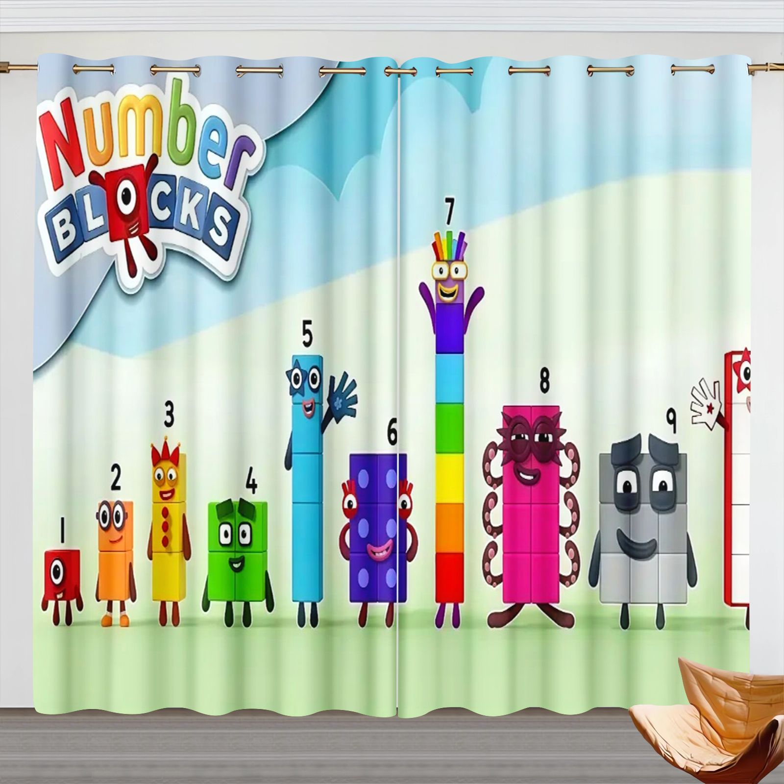 Blackout Curtains - Tirai Kartun Numberblocks, Tirai Blackout Kamar