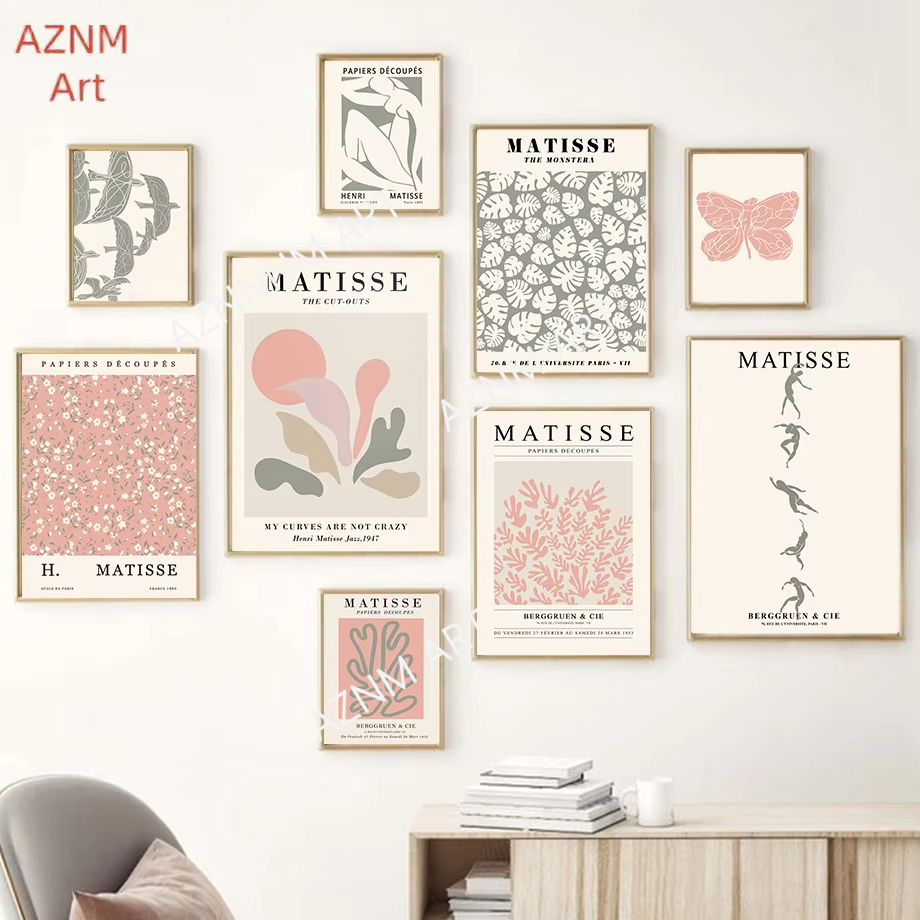 Home Decor Japandi - Lukisan Kanvas Seni Dinding Daun Karang