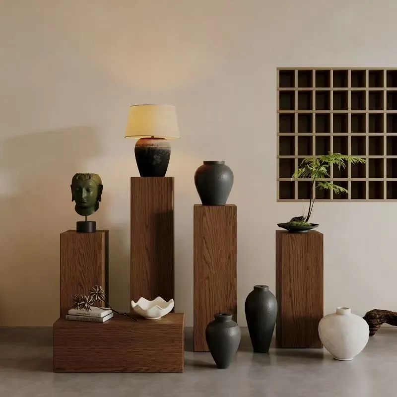 Vas Pilar Kayu Bergaya Retro,  - Home Decor Minimalist Style ulasan dan harga