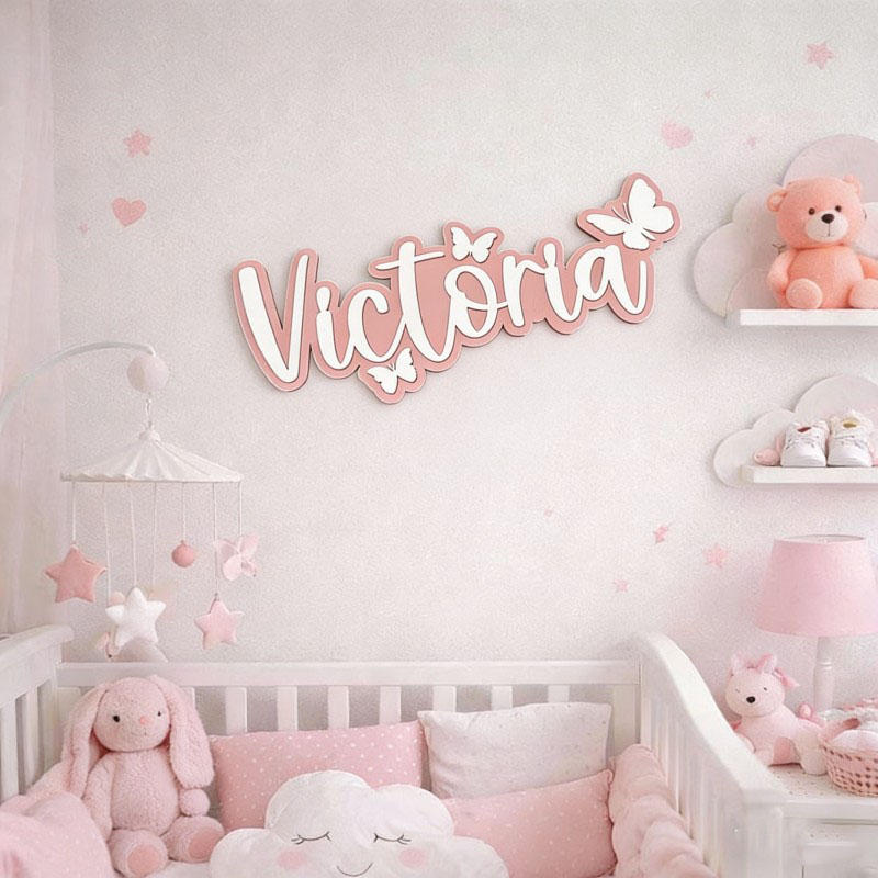 1 Buah Plakat Nama Kayu Kupu-k - Home Decor Names ulasan dan harga