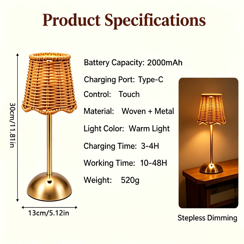 Lampu Meja Seni Anyaman Rotan  - Home Decor Light ulasan dan harga