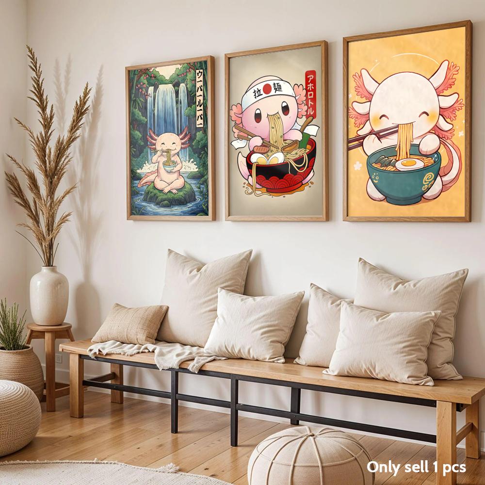 Poster Desain Seni Ramen Axolo - Home Decor Living Room Ideas ulasan dan harga
