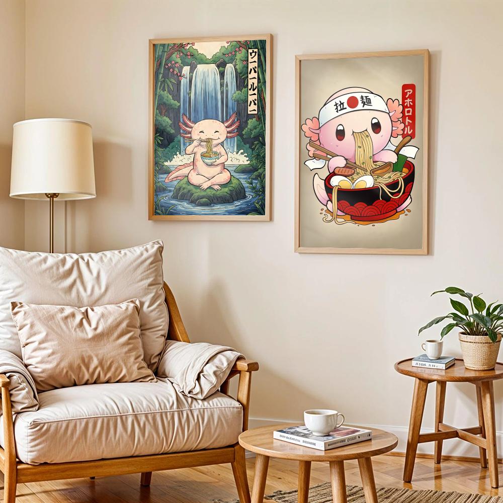 Poster Desain Seni Ramen Axolo - Home Decor Living Room Ideas ulasan dan harga