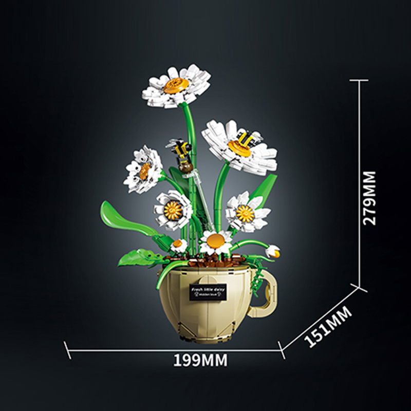 MOC Cangkir Kopi Bunga Blok Ba - Home Decor Daisy ulasan dan harga
