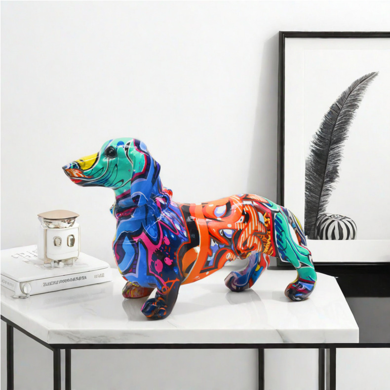Patung Anjing Graffiti Resin D - Home Decor Resin ulasan dan harga