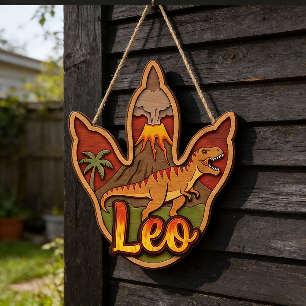 Plakat Gantung Kayu Nama Dinos - Home Decor Names ulasan dan harga