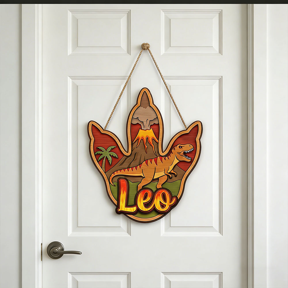 Plakat Gantung Kayu Nama Dinos - Home Decor Names ulasan dan harga