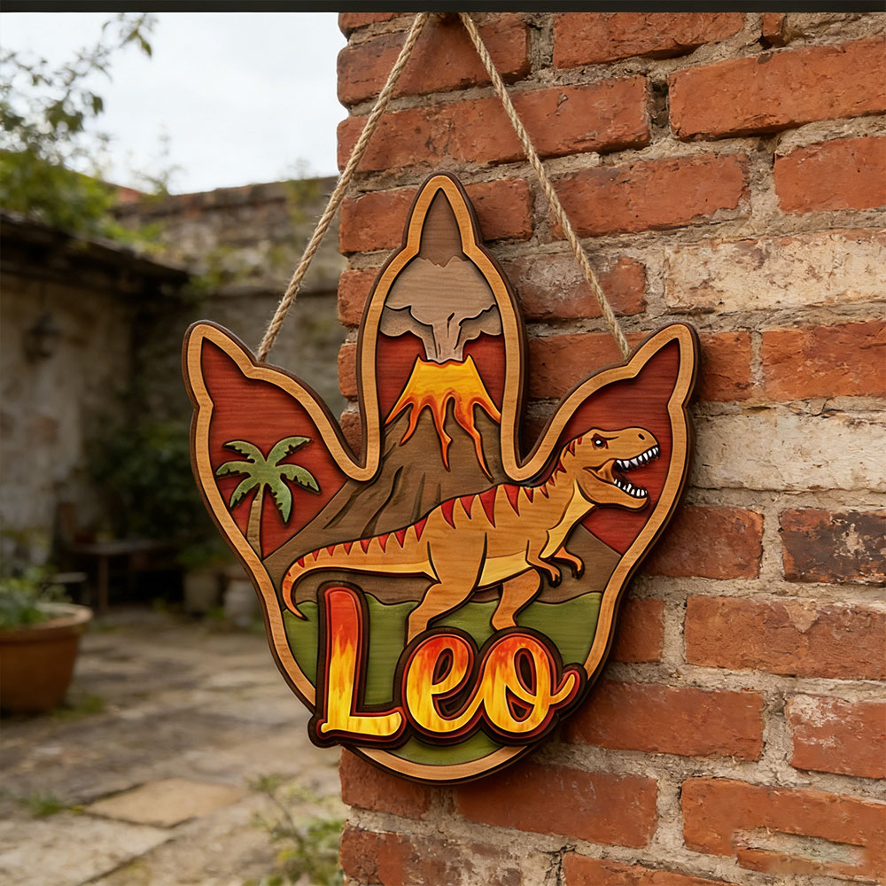 Plakat Gantung Kayu Nama Dinos - Home Decor Names ulasan dan harga