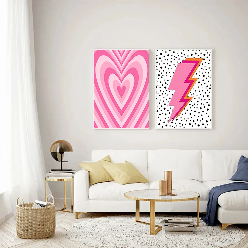 Abstrak Merah Muda Petir Gradi - Home Decor Japandi ulasan dan harga