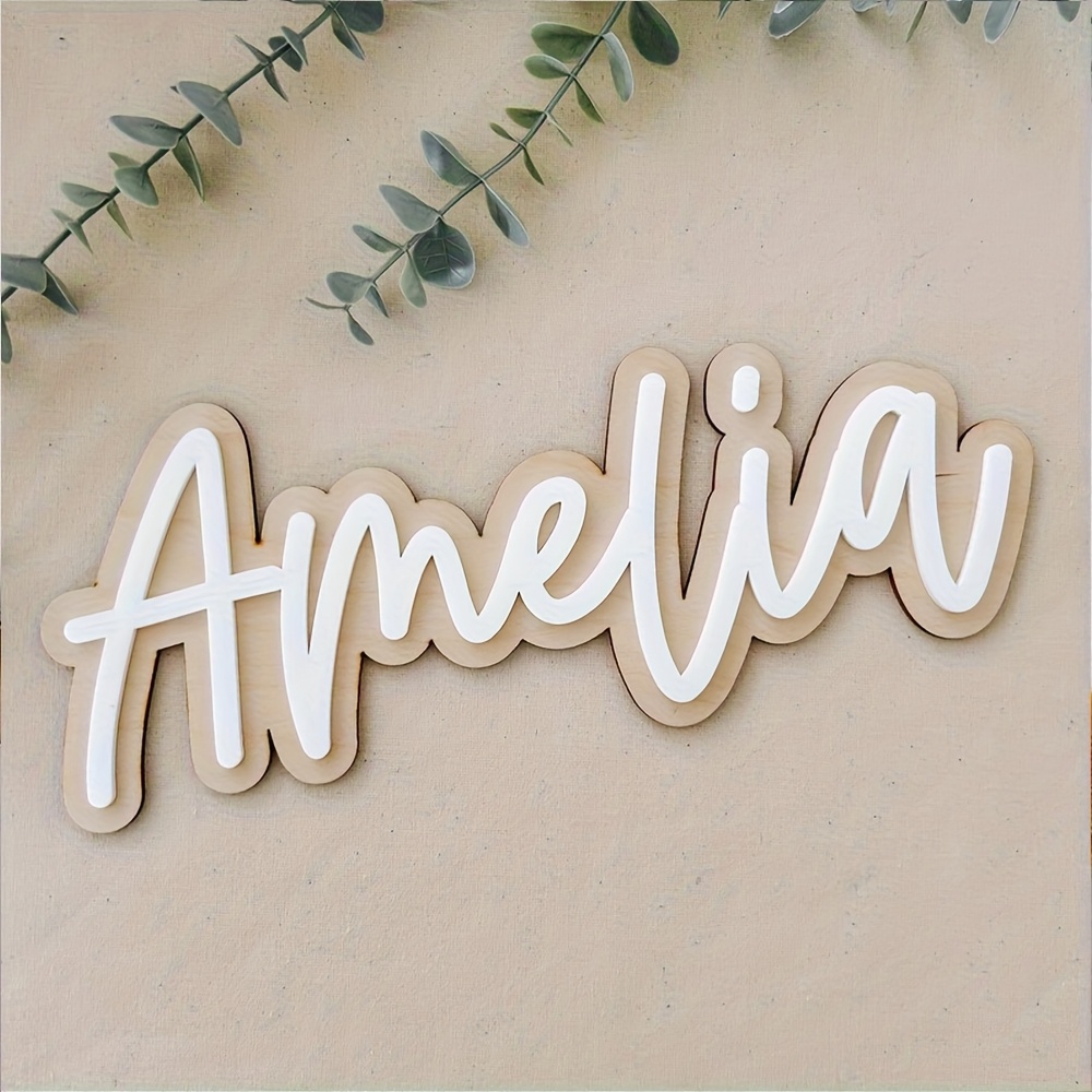 Plakat Nama Kayu Dua Lapis yan - Home Decor Names ulasan dan harga