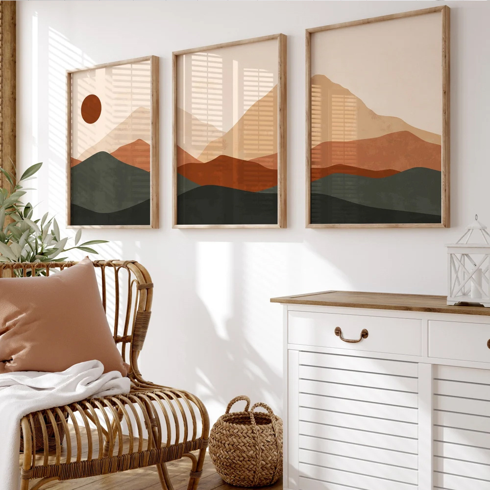 3 Buah/Set Poster Seni Dinding - Home Decor Japandi ulasan dan harga