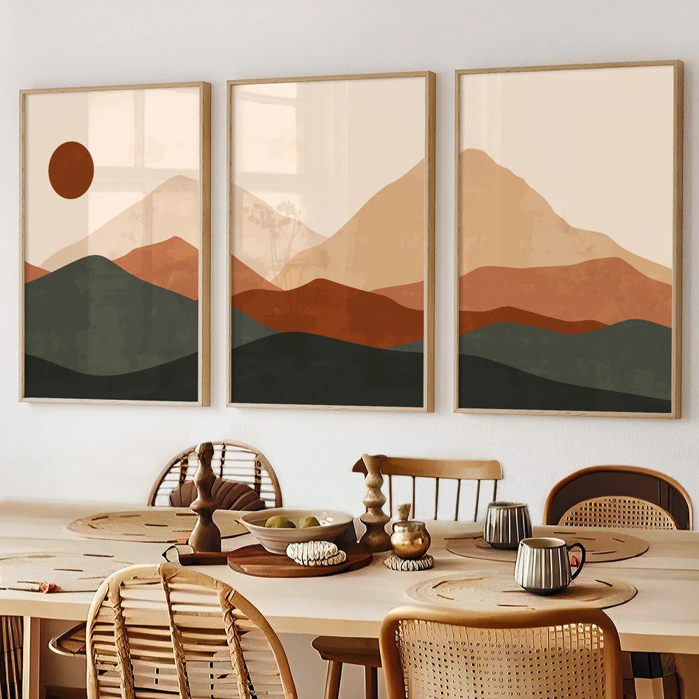 3 Buah/Set Poster Seni Dinding - Home Decor Japandi ulasan dan harga