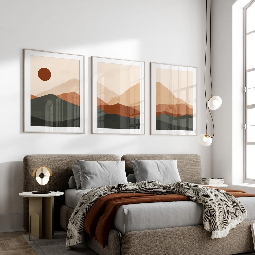 3 Buah/Set Poster Seni Dinding - Home Decor Japandi ulasan dan harga