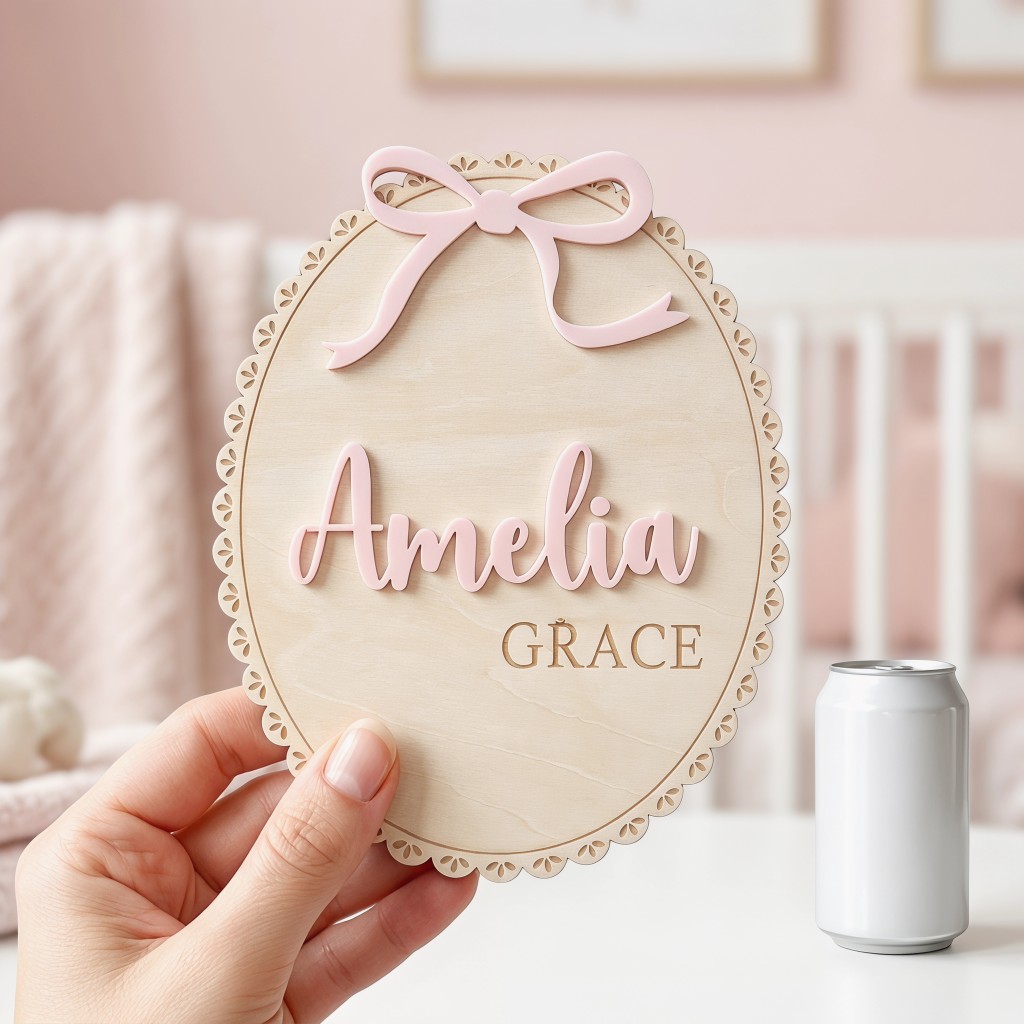 1Pc Plakat Nama Bayi Kayu deng - Home Decor Names ulasan dan harga