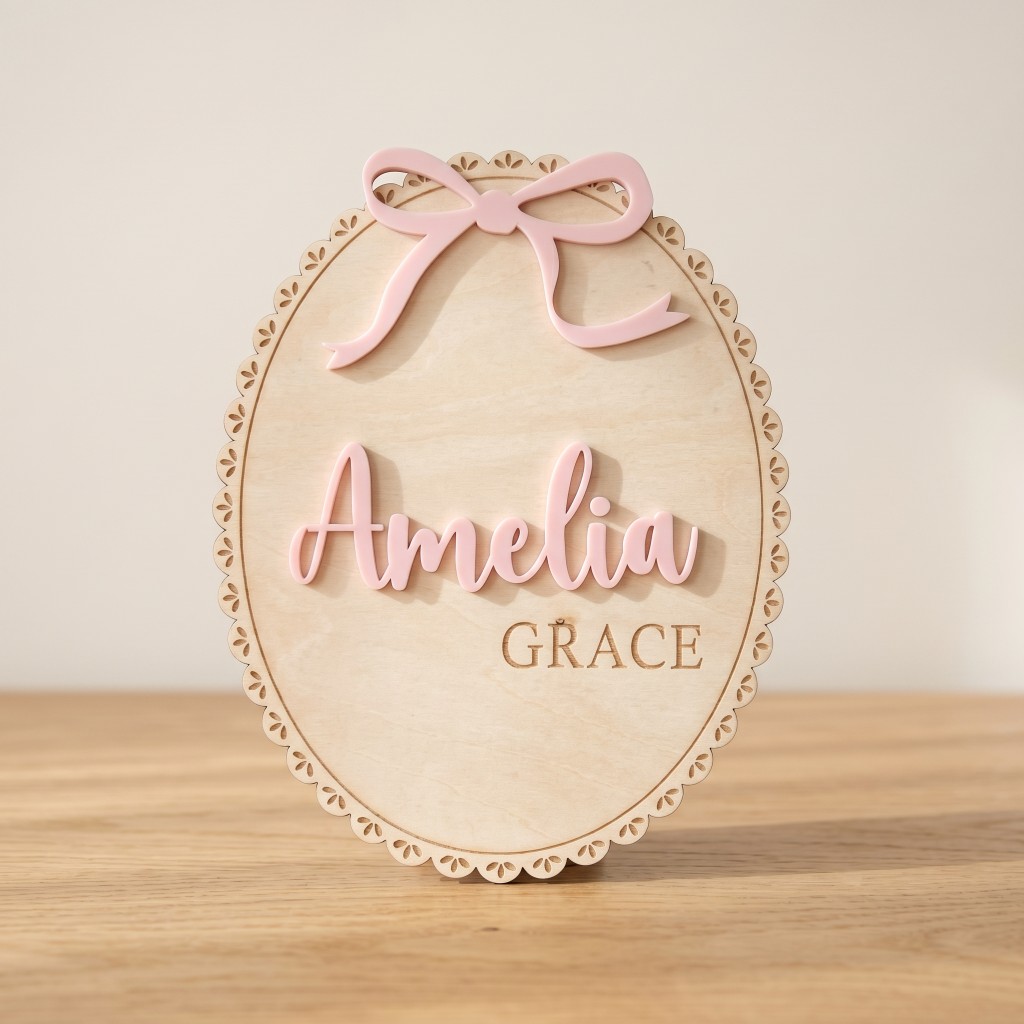 1Pc Plakat Nama Bayi Kayu deng - Home Decor Names ulasan dan harga