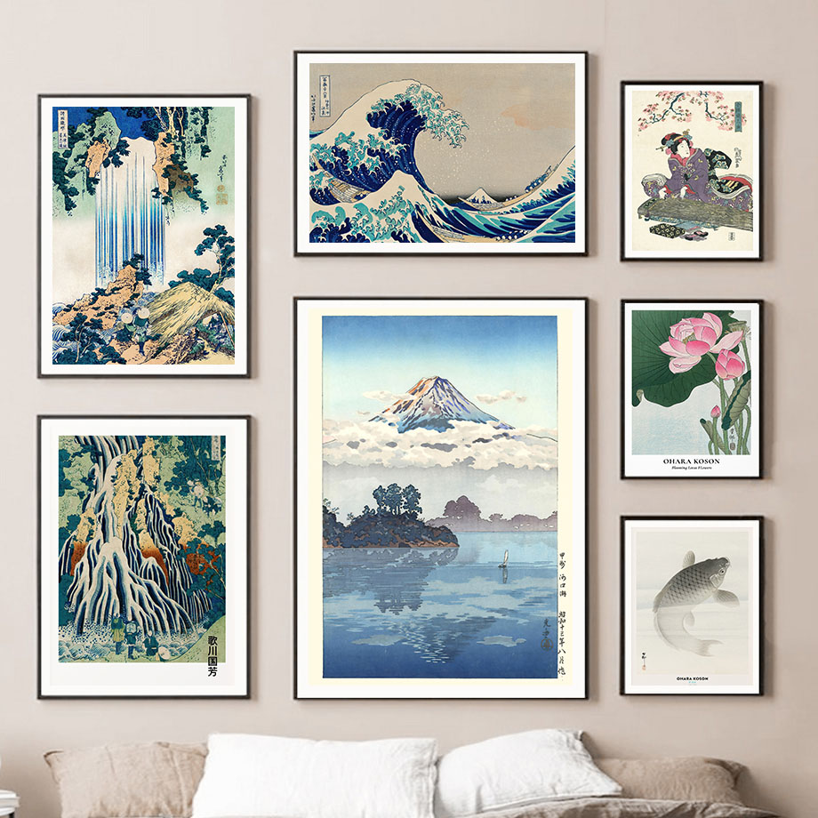 Hokusai Ohara Koson Poster Sen - Home Decor Japandi ulasan dan harga