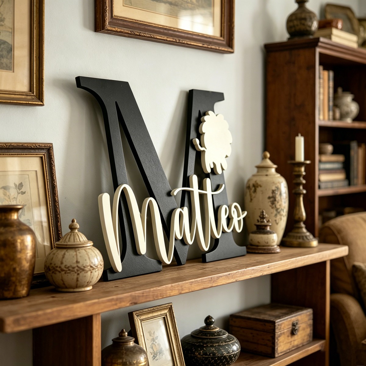 1 Buah Plakat Nama Kayu Inisia - Home Decor Names ulasan dan harga