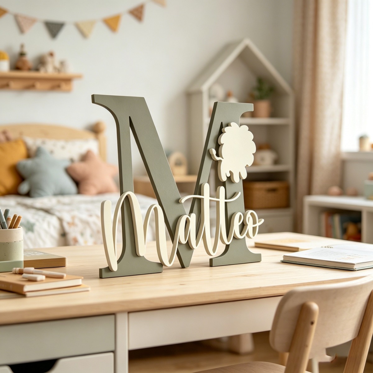 1 Buah Plakat Nama Kayu Inisia - Home Decor Names ulasan dan harga