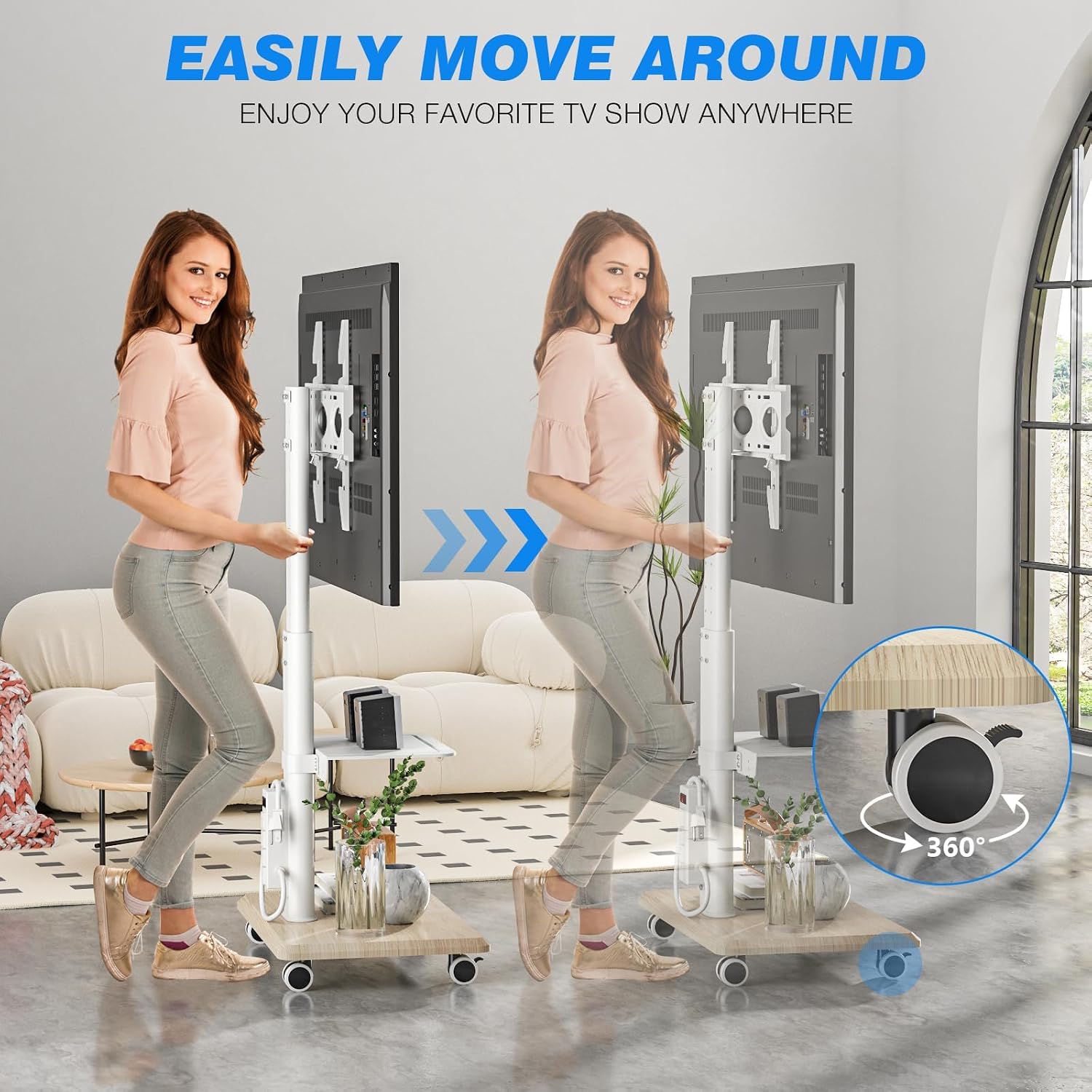 Meja TV Beroda Elegan dengan S - Home Decor On Wheels ulasan dan harga