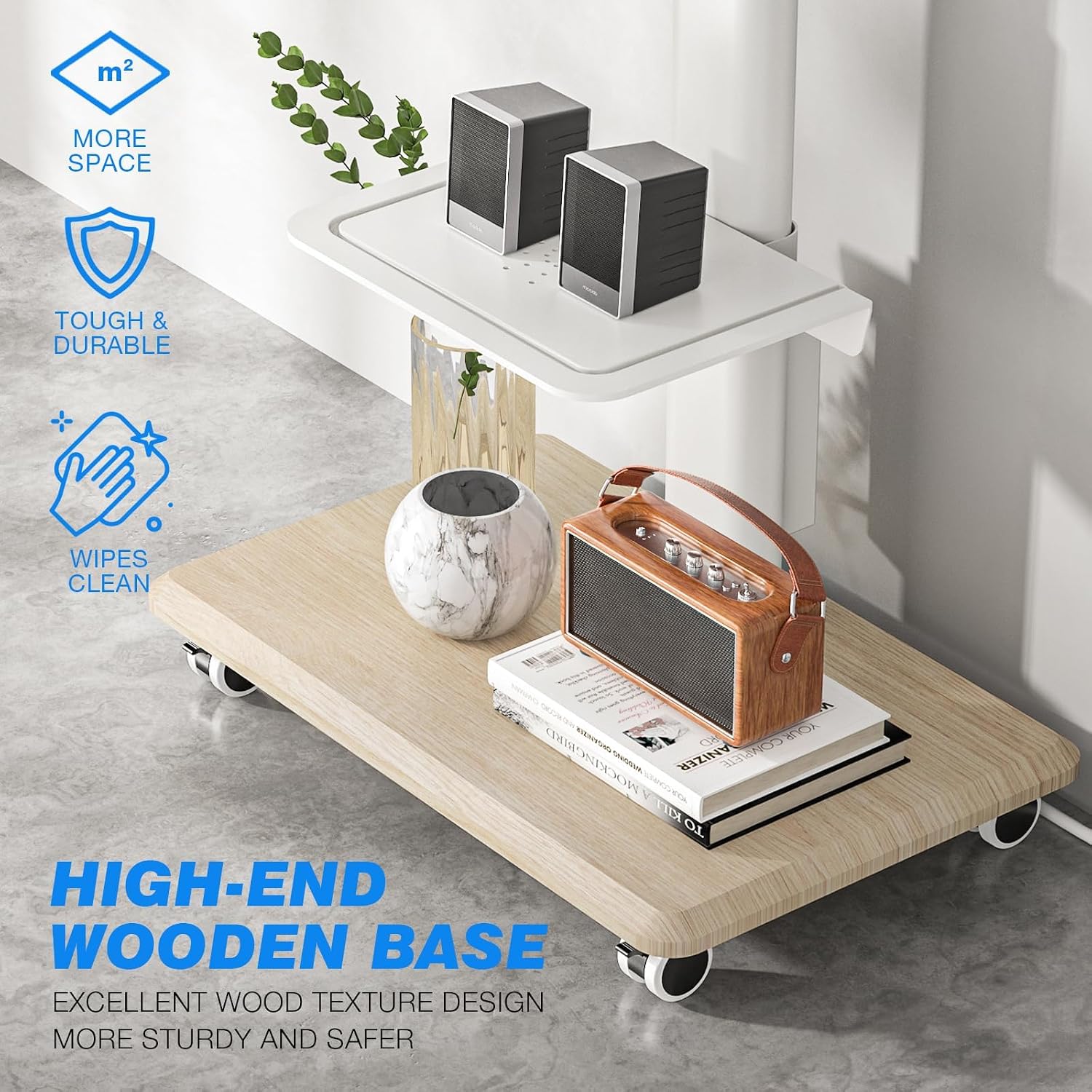 Meja TV Beroda Elegan dengan S - Home Decor On Wheels ulasan dan harga
